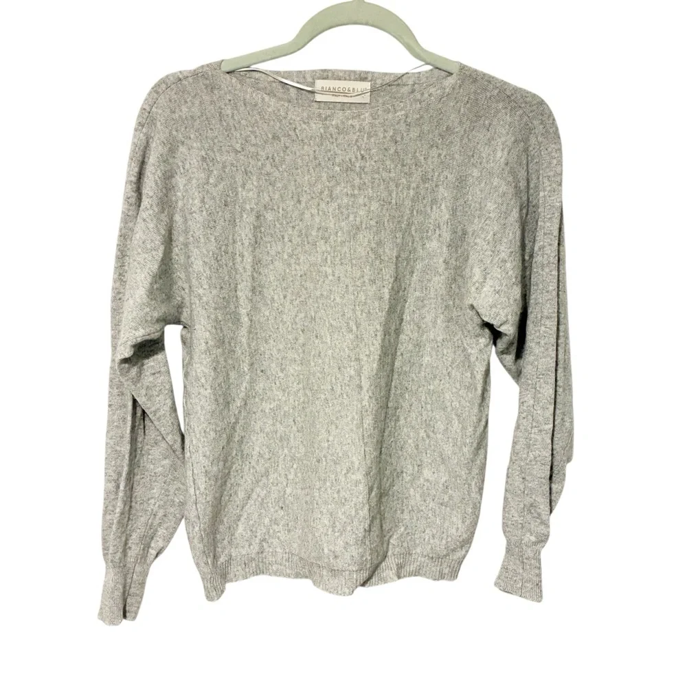 Bianco & Blu Made in Italy Grey Wool Cashmere Silk Crewneck‎ Sweater Top Large